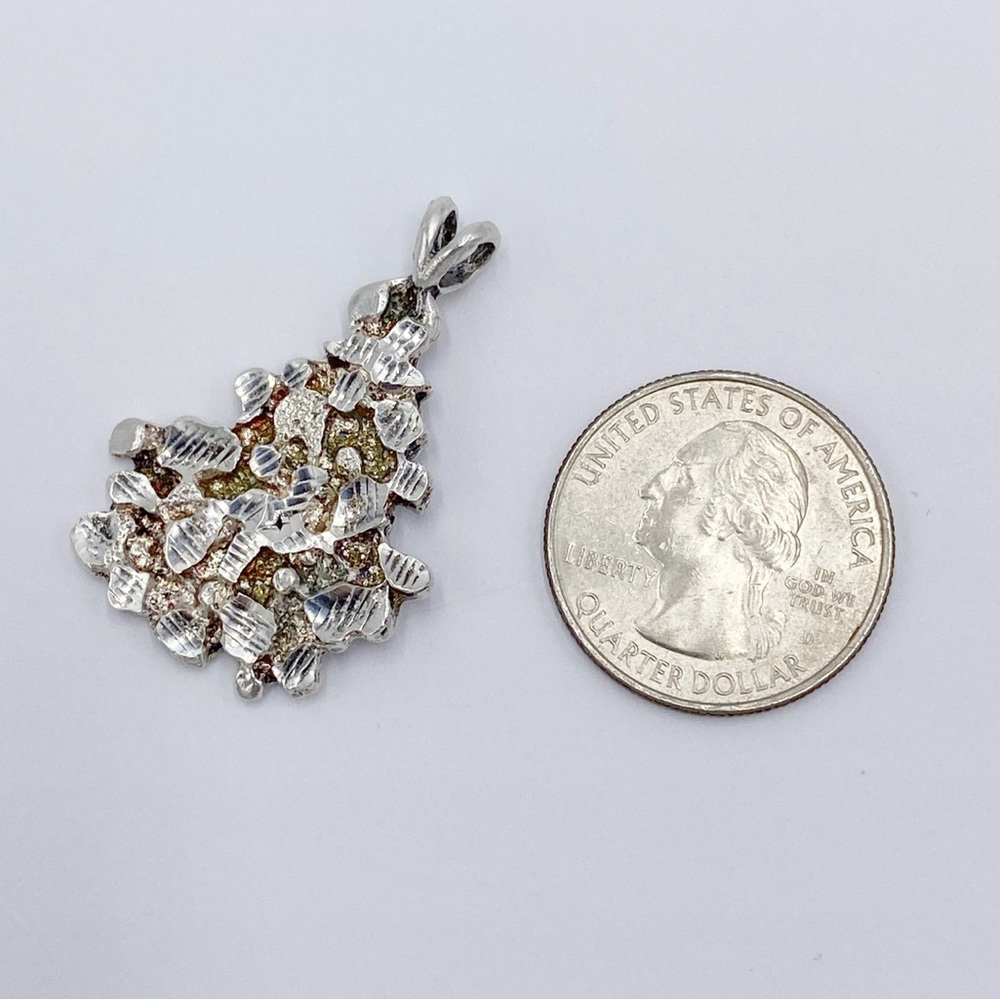 Sterling Silver Abstract Cluster Rock Design Pendant - Picture 4 of 6